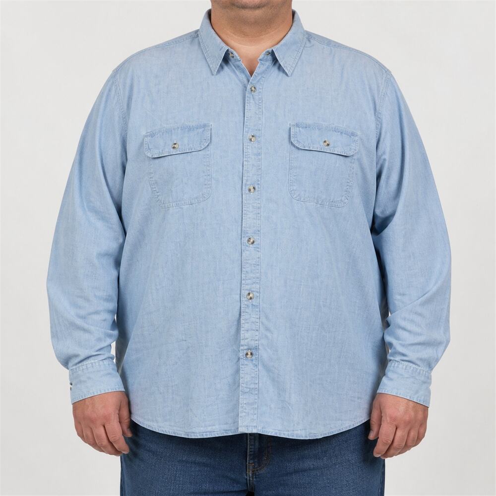 NWOT Orton Brothers Shirt Mens 4XL Blue Denim Pockets Long Sleeve Button-Up